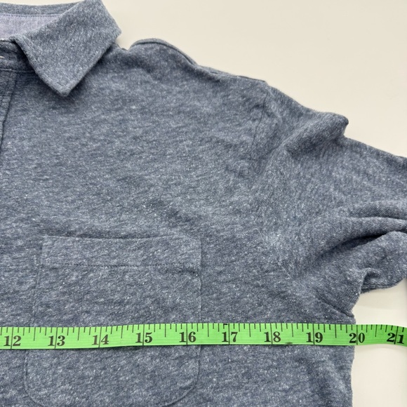 Faherty Flint Blue Long Sleeve Luxe Heather Polo , 100% Organic Cotton, Size S - Picture 11 of 14